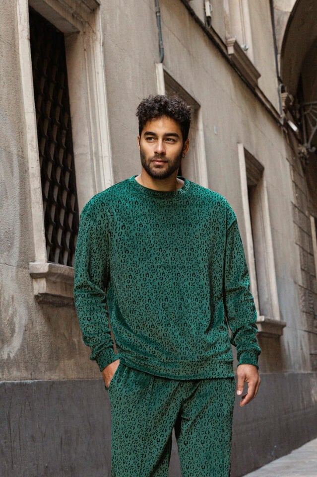 Green Leo Sweatshirt&Pantolon Set