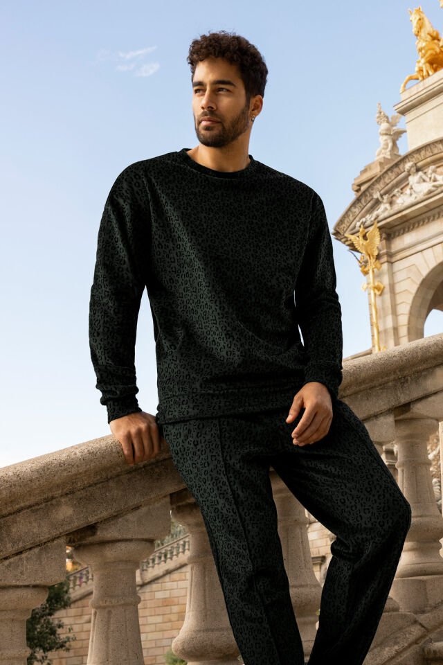 Black Leo Sweatshirt&Pantolon Set