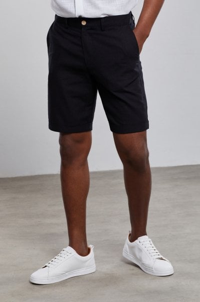 Black 100% Linen Bermuda Shorts