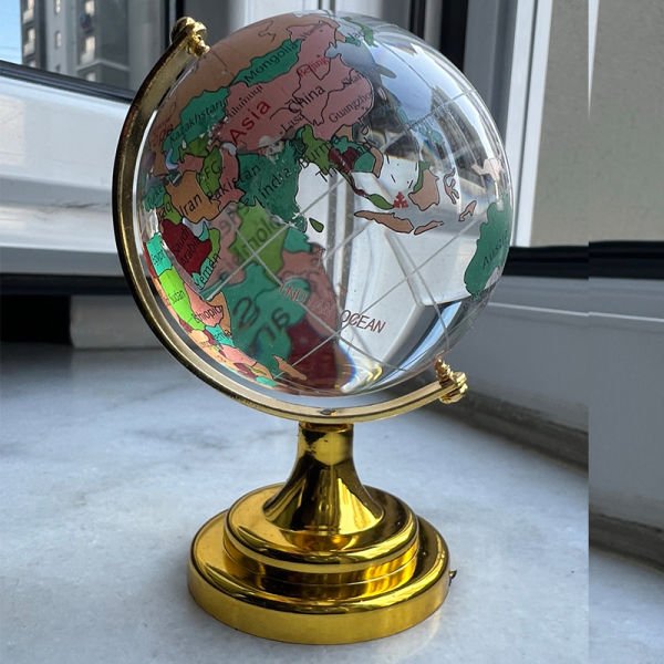 Renkli Dünya Haritalı Cam Küre