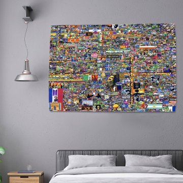 Reddit Place Piksel Savaşları Duvar Halısı 70x100CM