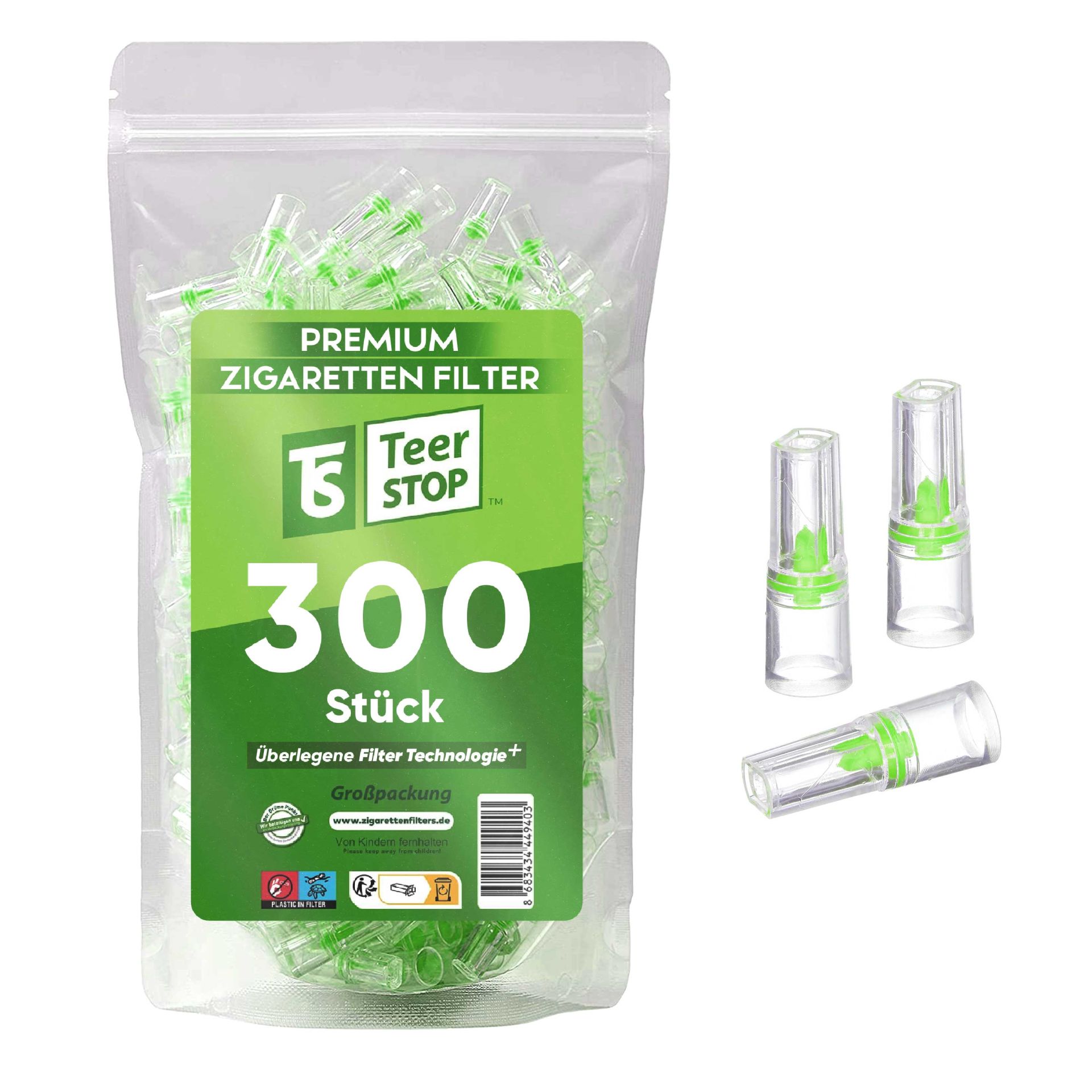 TS Teer STOP Disposable Cigarette Filters for Smokers (300 Pieces)