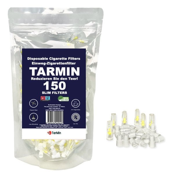 TARMIN Slim Premium Disposable Cigarette Filters for Smokers (150 Pieces)