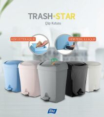 TİTİZ TP-722 TRASH STAR ÇÖP KOVASI 10 LT P.GRİ