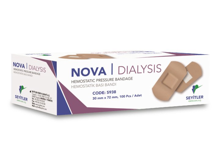 Nova Diyaliz Hemostatik Bası Bandı 30mm x 72mm 100 Adet