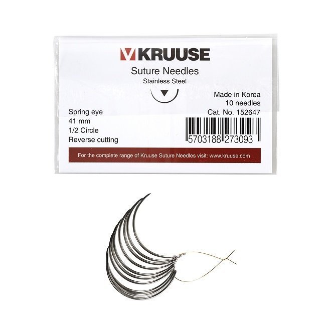 Kruuse Sütür İğnesi Spring 1/2 Keskin 41 mm (10 adet)