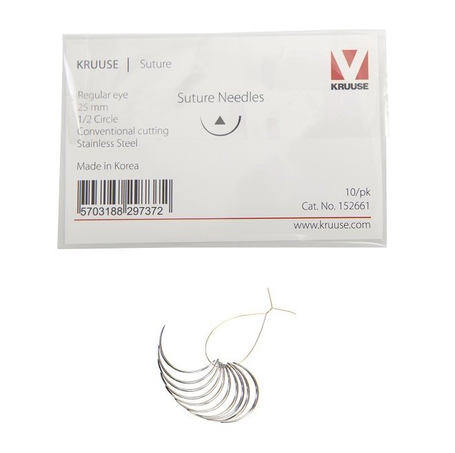 Kruuse Sütür İğnesi Regular 3/8 Keskin 25 mm (10 adet)