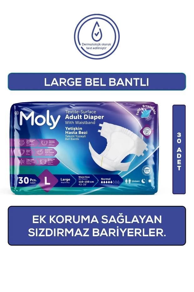 Moly Bel Bantlı Hasta Bezi Large 30'lu