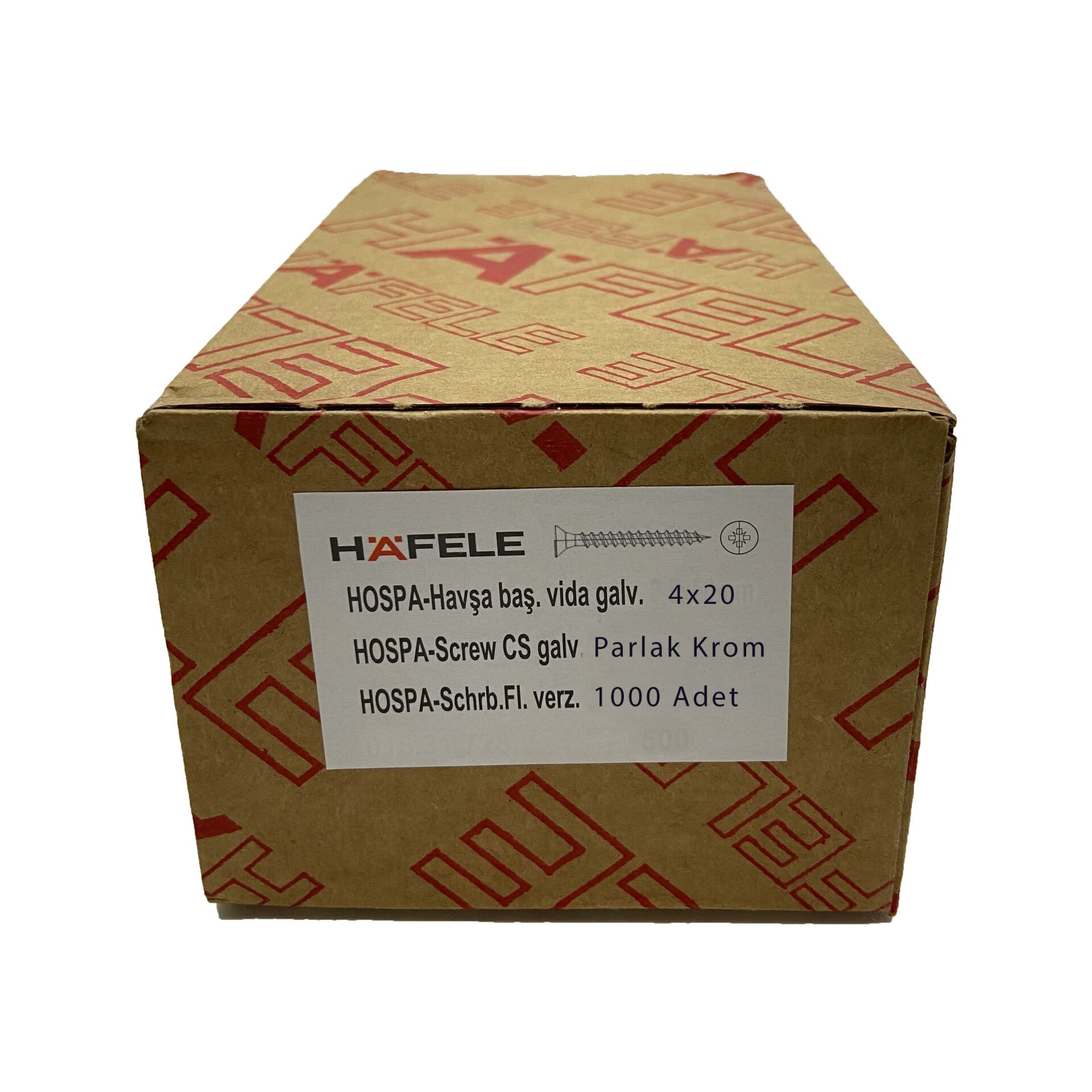 Hafele Sunta Vidası  4.0x20  (1Paket 1000 Ad) Parlak Krom