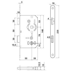 Hafele Wc Sessiz Kilit 55x18mm Gümüş Sol