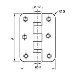 Hafele Paslanmaz Yaprak Menteşe  201 76x64x2.5mm