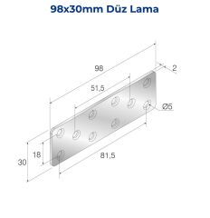 Mesan Düz Sac 2mm 30x98mm Çinko