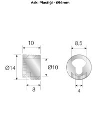Mesan Ayna Askı Plastiği Beyaz Q:14mm (0032N)