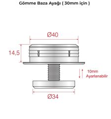 Mesan Maxbz01 Gömme  Baza Ayağı Siyah 30mm