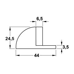 Hafele Yarım Ay Yer Tamponu Paslanmaz Çelik Mat 44x25mm