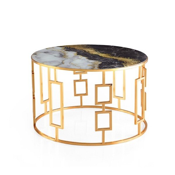 Versace Orta Sehpa Gold-Jüpiter Desenli Cam