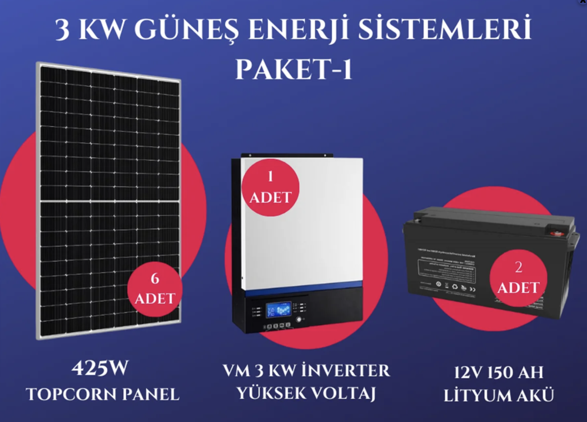 3Kw Güneş Enerji Sistemleri Paketi-1