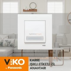 Viko Karre Işıklı Etiketli Zil Anahtarı (Çerçeve Dahil)