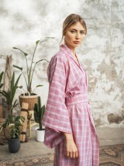 Himalia Kimono Ekose Desen Pembe