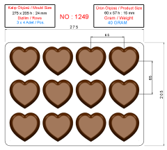 1249 - Sargılık Kalp Çikolata Polikarbon Kalıbı