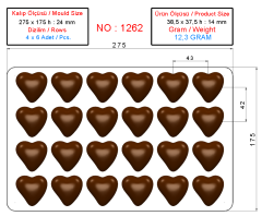 1262 - Heart Chocolate Polycarbonate Mold
