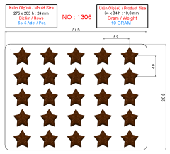 1306 - Crystal star chocolate bar injection polycarbonate moulds