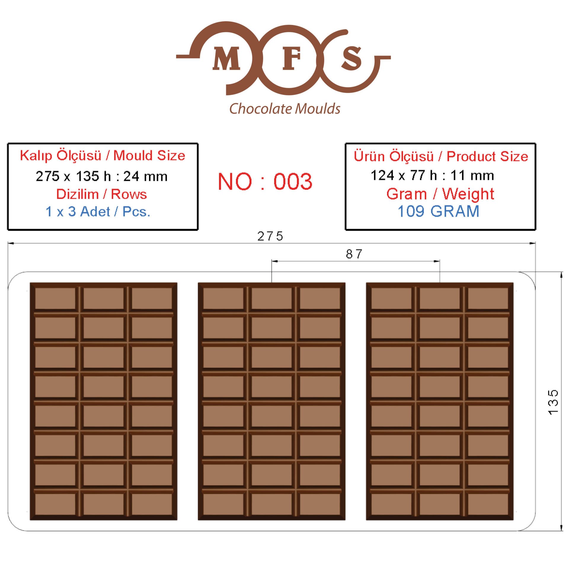 109 Gr. Dubai Çikolatası Kalıbı - 0003