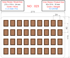0023 - Rectangular Praline Special Polycarbonate chocolate mold