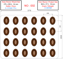 0032 - Oval hollow polycarbonate chocolate mold