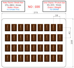 0035 - Rectangular special praline chocolate mold