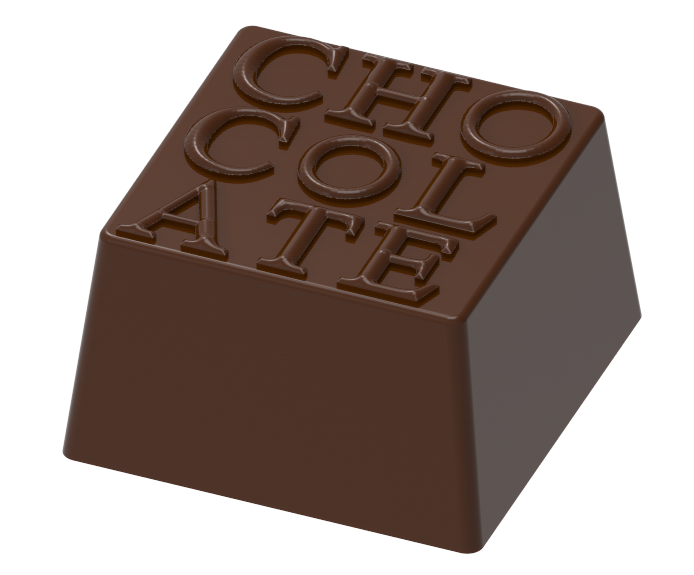 0037 - Square chocolate mold with CHOCOLATE written on it