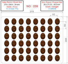 0039 - Oval vişne kabartmalı çikolata kalıbı
