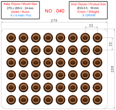 0040 - Round coffee embossed praline chocolate mold
