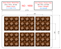 1659 - Kare Tablet Çikolata Polikarbon Kalıp