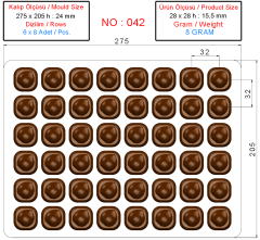 0042 - Hazelnut Embossed Square Chocolate Mold