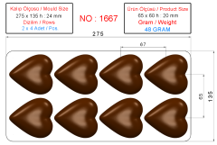 1667 - Moule Polycarbonate Chocolat Coeur