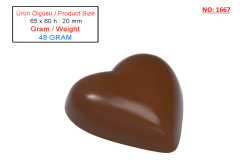 1667 - Kalp Çikolata Polikarbonat Kalıp