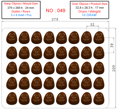 0049 - Yaprak Desenli Üçgen Pralin Çikolata Kalıbı