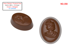 0050 - Sculpture Patterned Oval Praline Chocolate Mold