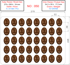 0050 - Sculpture Patterned Oval Praline Chocolate Mold