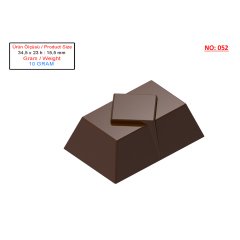 0052 - Square Patterned Rectangular Praline Chocolate Mold