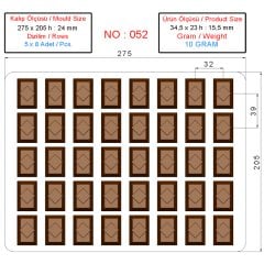 0052 - Kare Desenli Dikdörtgen Pralin Çikolata Kalıbı
