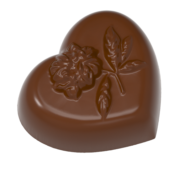 0054 - Flower Patterned Heart Chocolate Mold