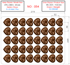 0054 - Flower Patterned Heart Chocolate Mold