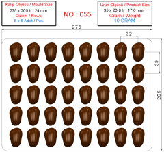 0055 - Oval Pralin Çikolata Kalıbı