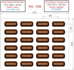 0056 - Rectangular Praline Mini Bar Chocolate Mold