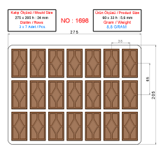 1698 - Rectangular Chocolate Polycarbonate Mold