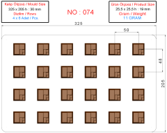 0074 - Square Asymmetrical Praline Chocolate Mold