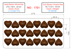 1701 - Kalp Çikolata Polikarbonat Kalıp