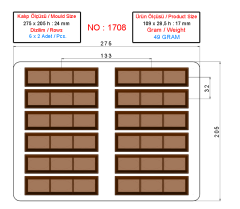 1708 - Rectangular Chocolate Polycarbonate Mold